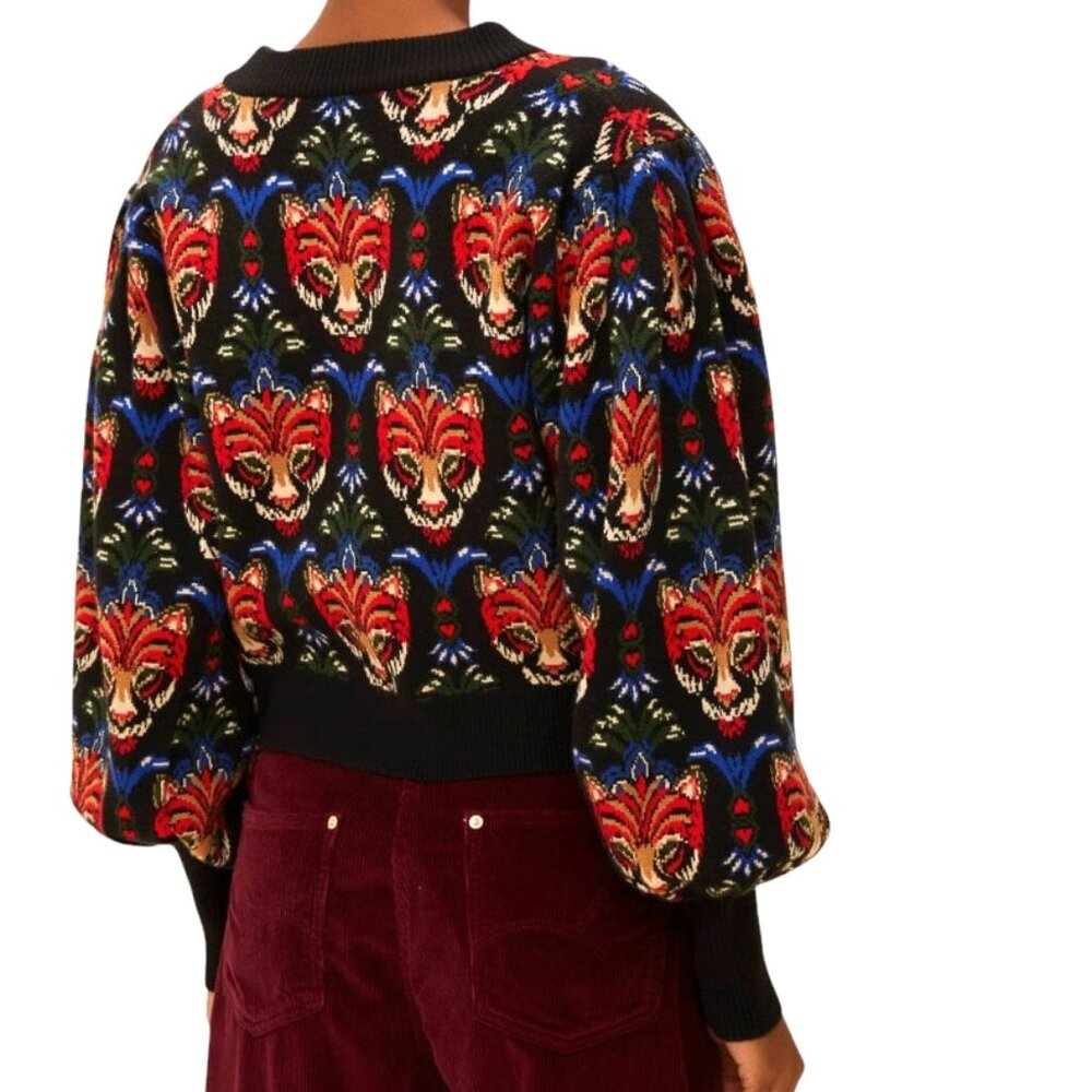 FARM Rio Black Boho Panther Cardigan - Picture 2 of 16